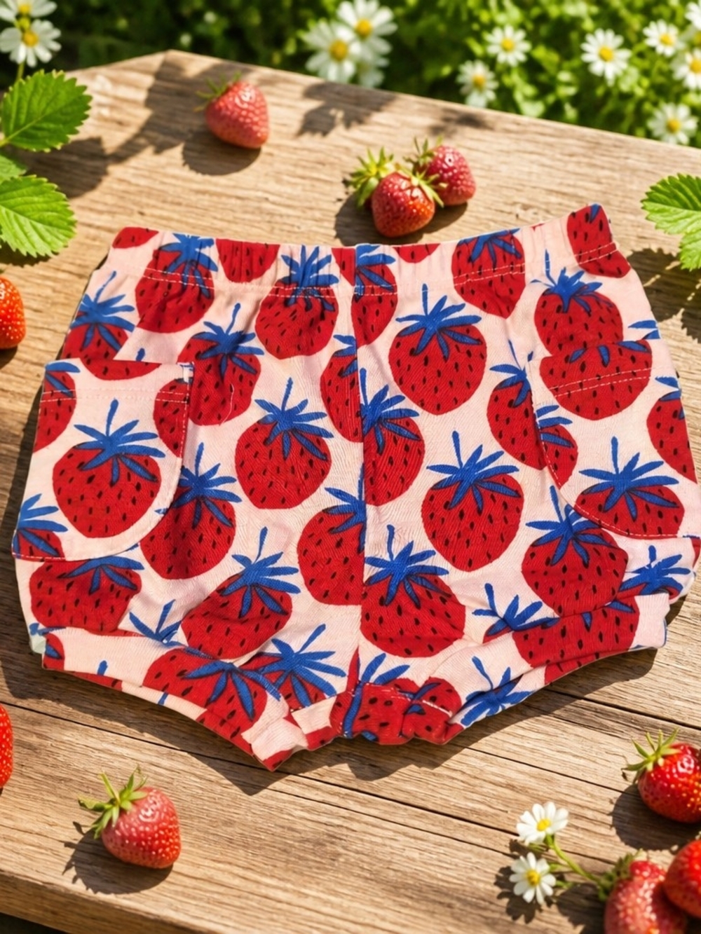 Hanna ANDERSSON Strawberry Print Toddler Shorts - Pink & Red